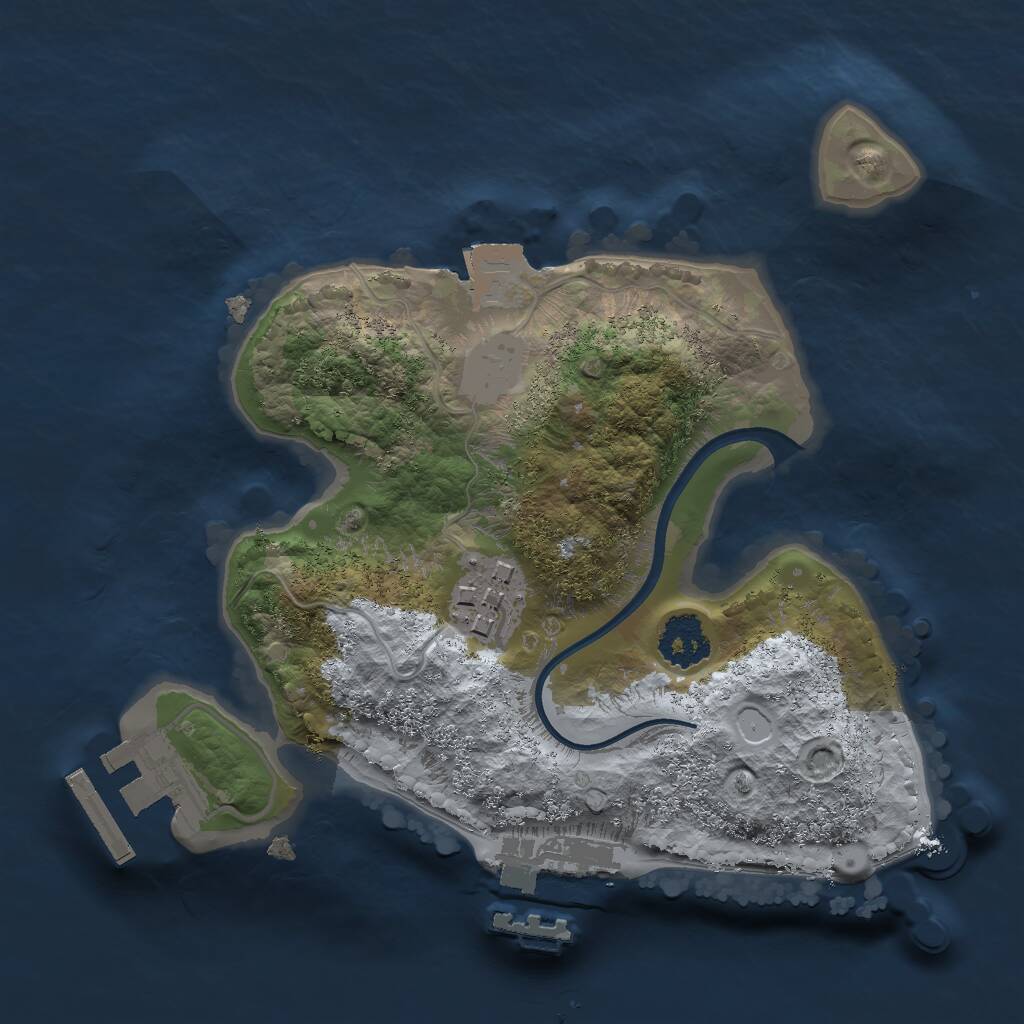 Rust Map: Procedural Map, Size: 2000, Seed: 1393069065, 4 Monuments