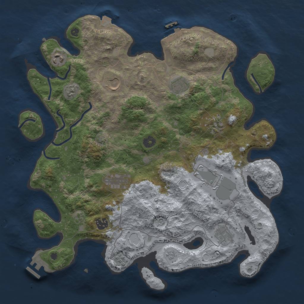 Rust Map: Procedural Map, Size: 3750, Seed: 663202, 17 Monuments