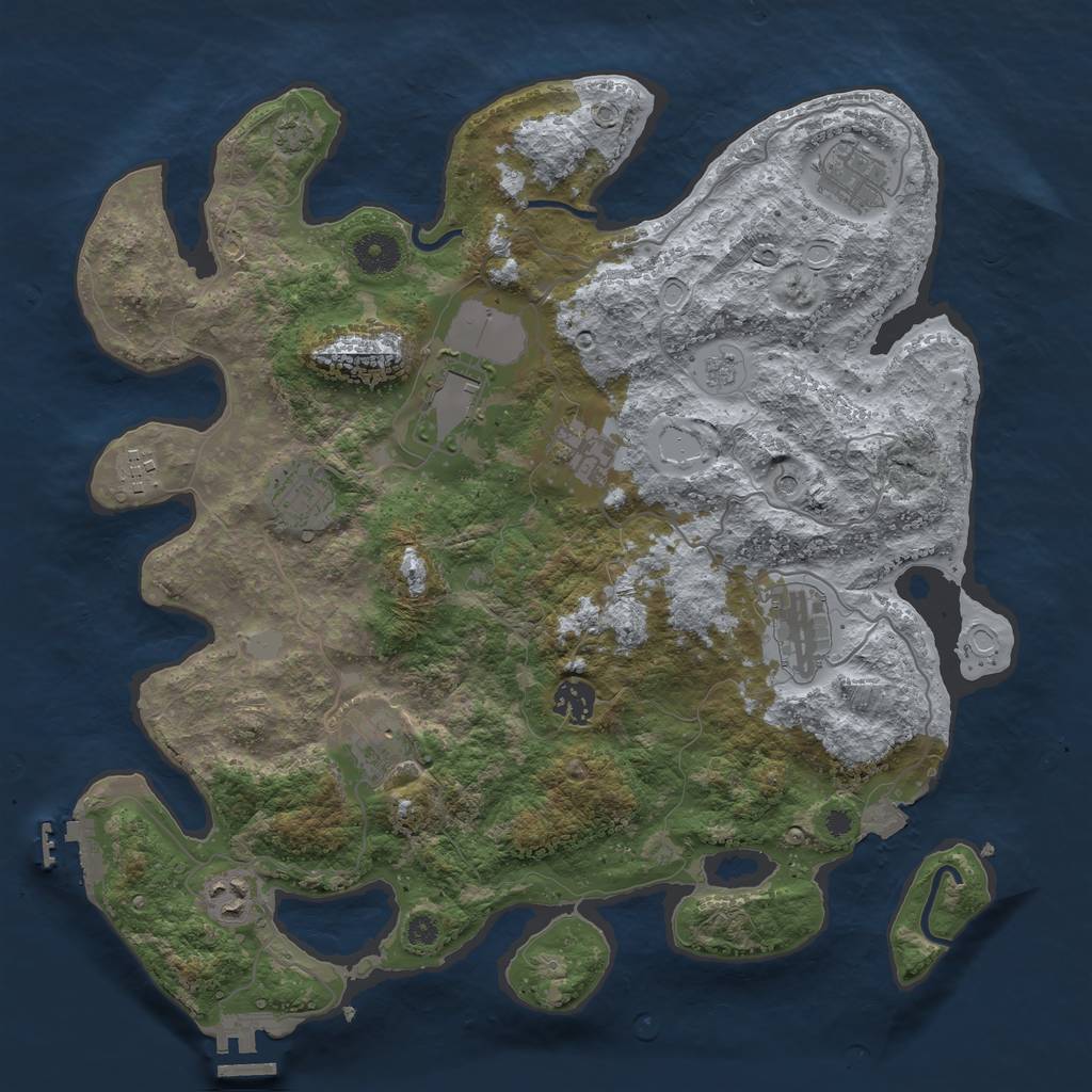 Rust Map: Procedural Map, Size: 3750, Seed: 826629480, 17 Monuments