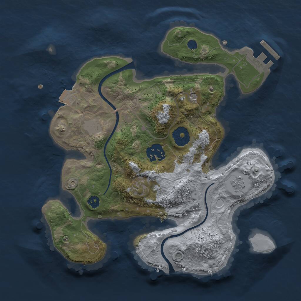 Rust Map: Procedural Map, Size: 2500, Seed: 1666922435, 5 Monuments