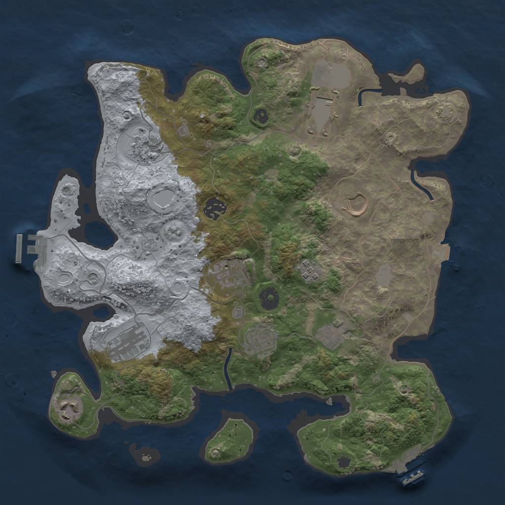 Rust Map: Procedural Map, Size: 3501, Seed: 4545567, 18 Monuments