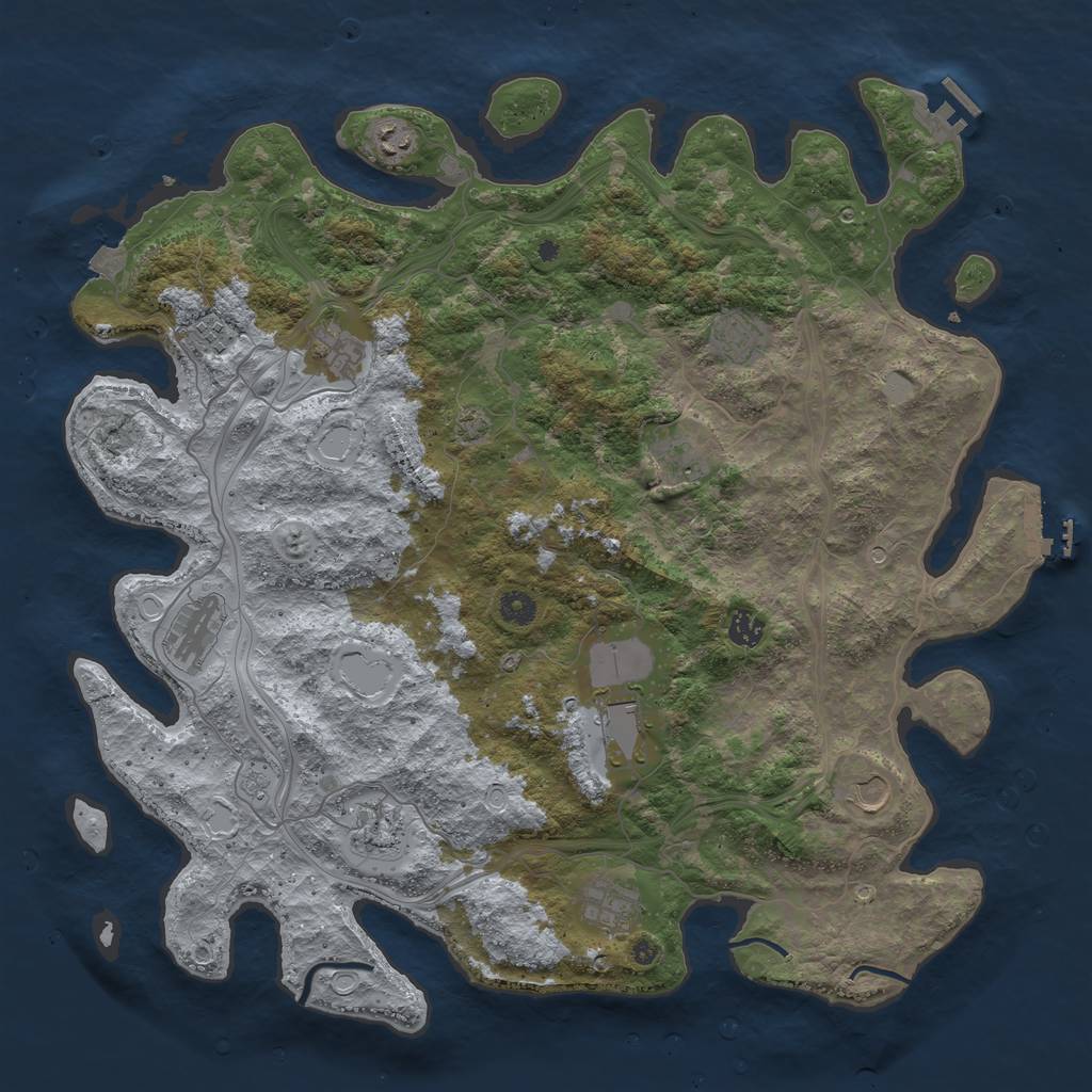 Rust Map: Procedural Map, Size: 4500, Seed: 1501008431, 19 Monuments