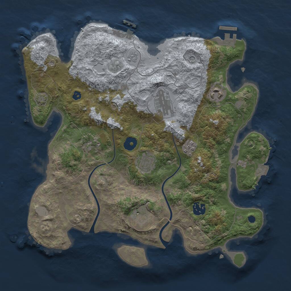 Rust Map: Procedural Map, Size: 3300, Seed: 243534, 13 Monuments