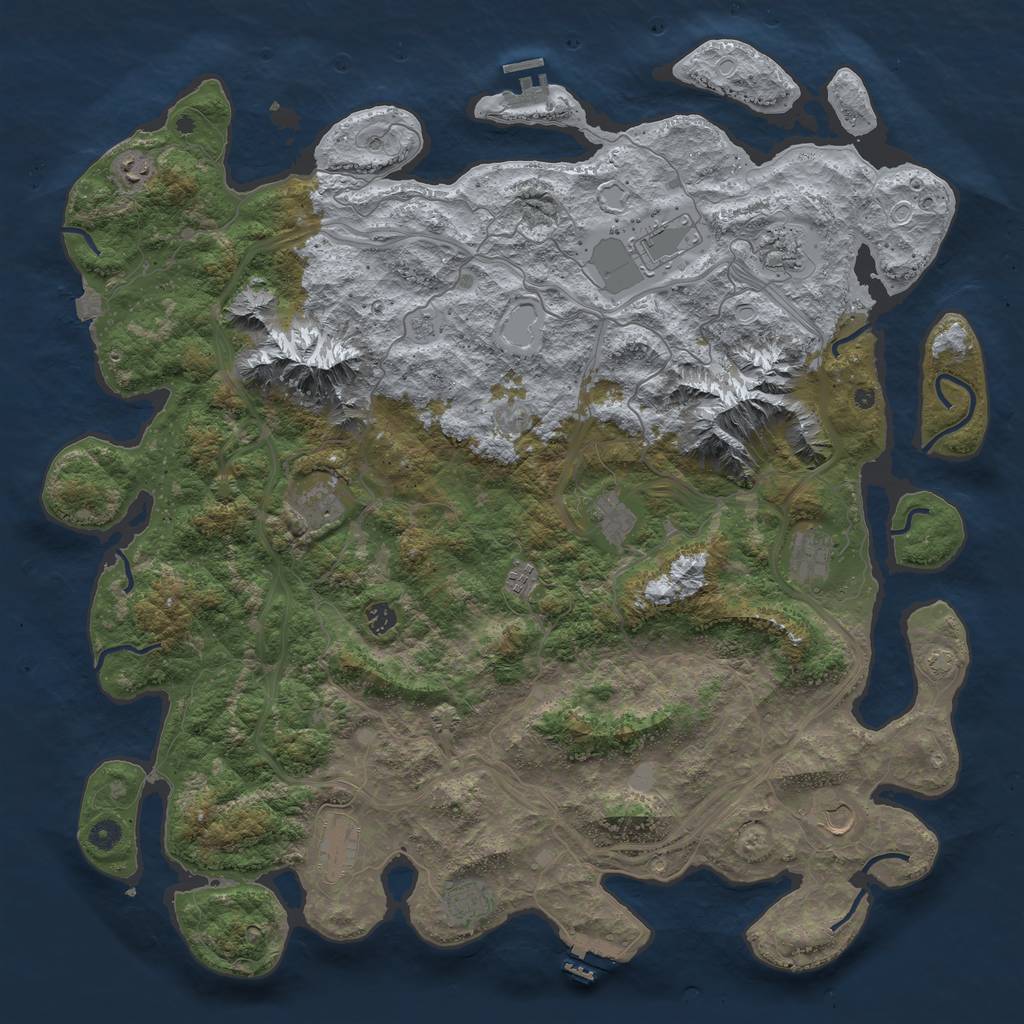 Rust Map: Procedural Map, Size: 5000, Seed: 456543, 19 Monuments