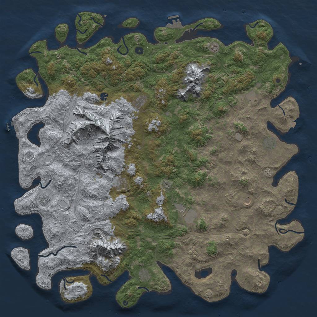 Rust Map: Procedural Map, Size: 6000, Seed: 640250276, 19 Monuments