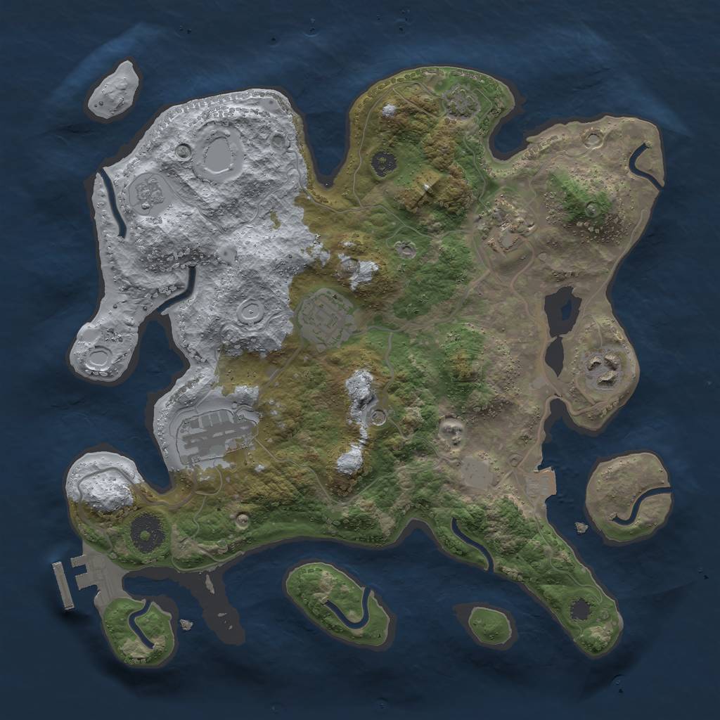 Rust Map: Procedural Map, Size: 3000, Seed: 1462502056, 11 Monuments