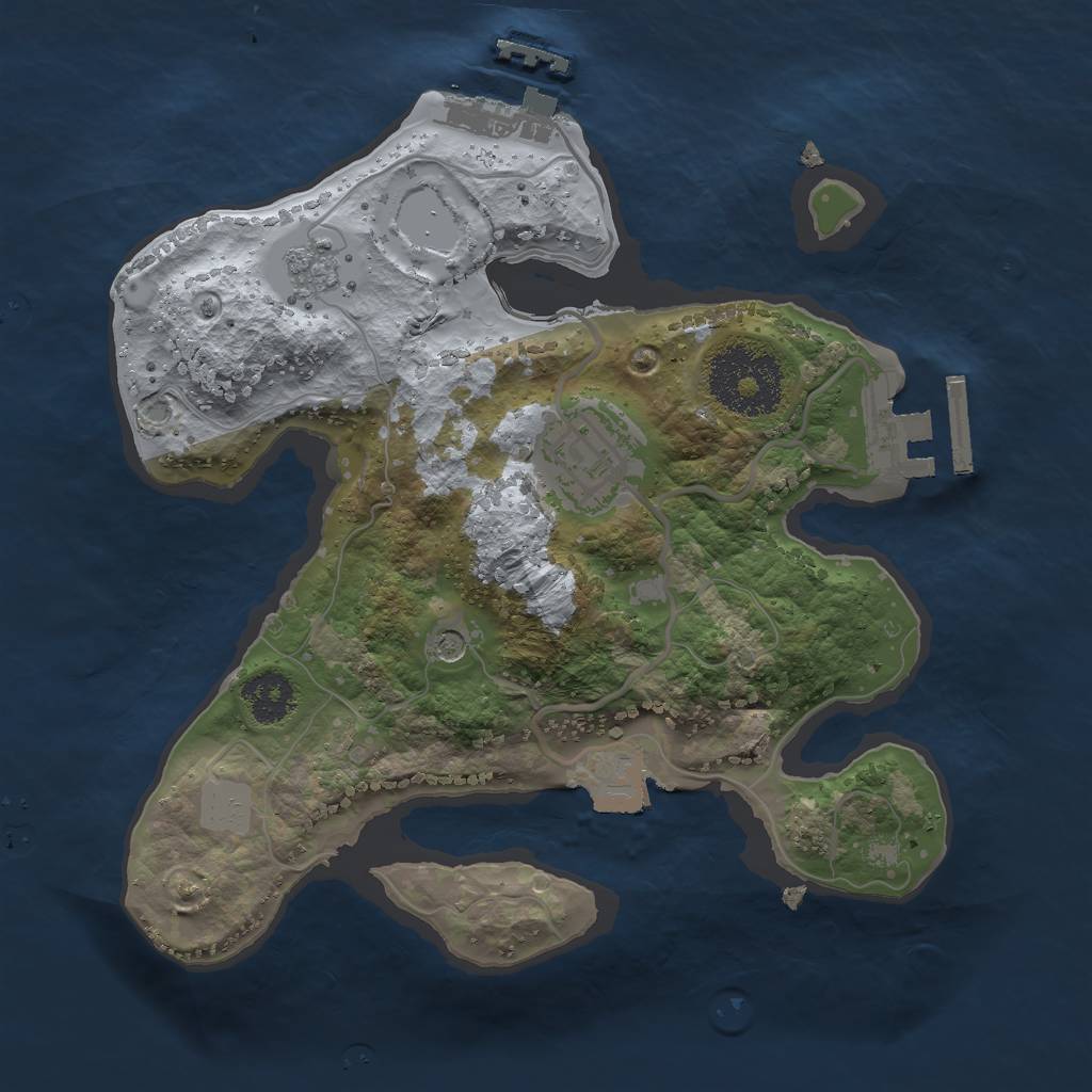 Rust Map: Procedural Map, Size: 2250, Seed: 1224583128, 8 Monuments