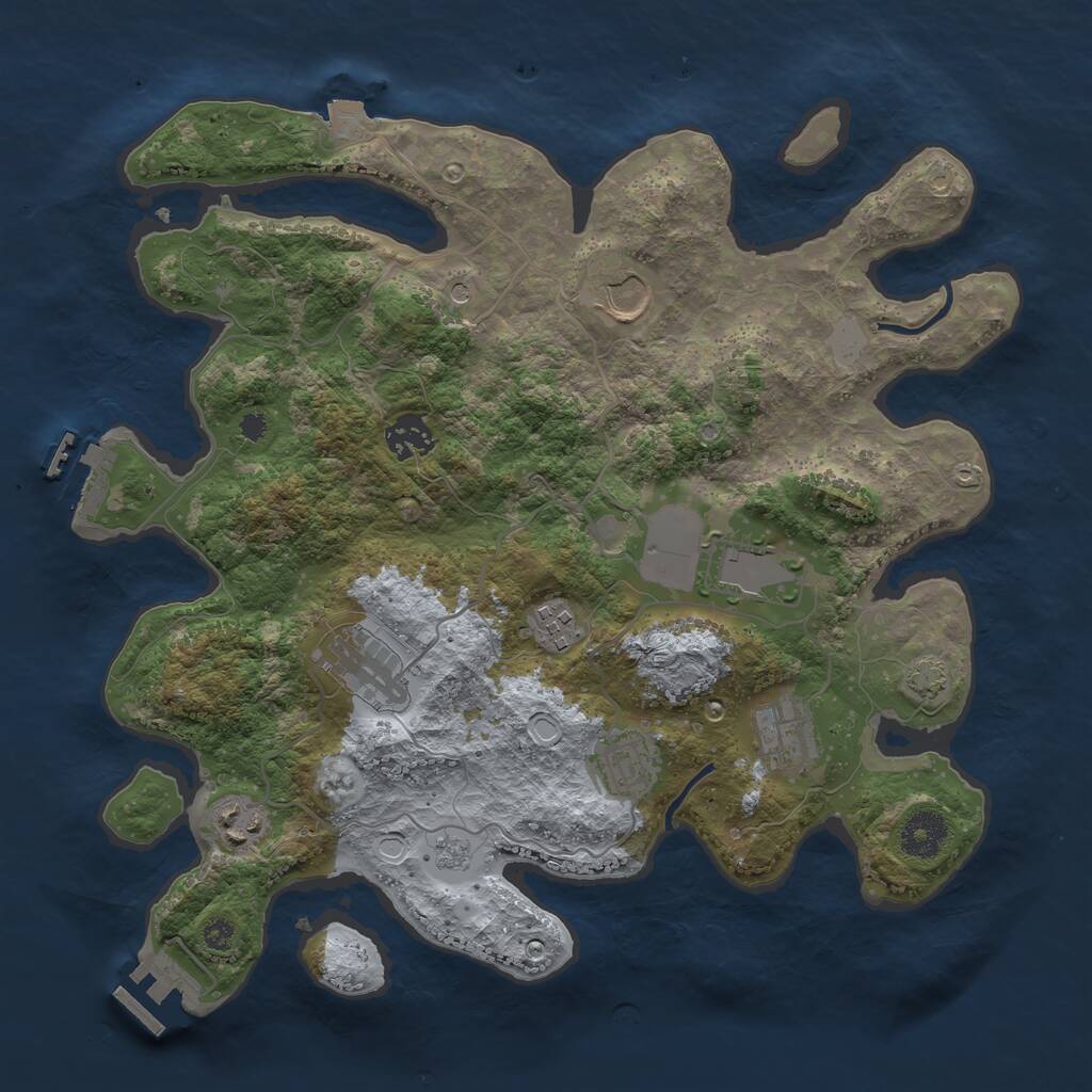 Rust Map: Procedural Map, Size: 3500, Seed: 1877737633, 14 Monuments