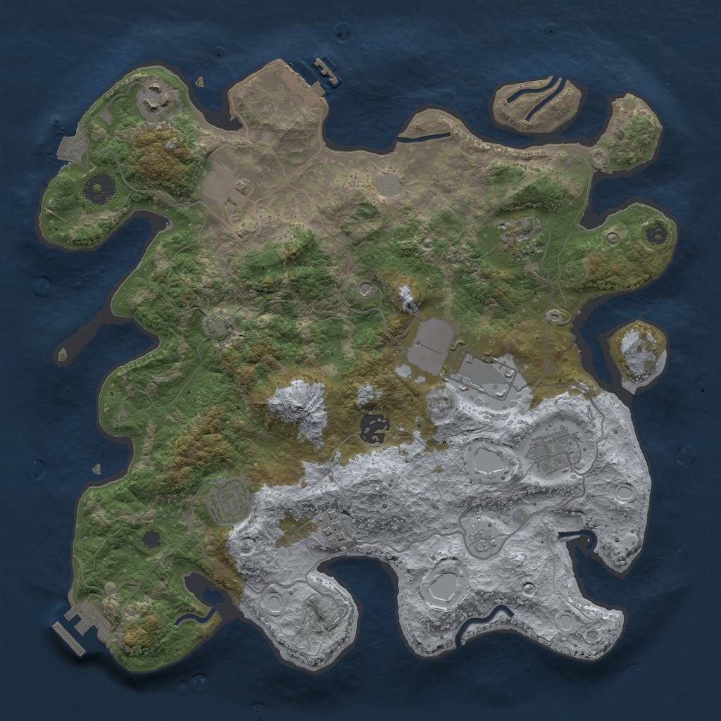 Rust Map: Procedural Map, Size: 3500, Seed: 379410, 16 Monuments