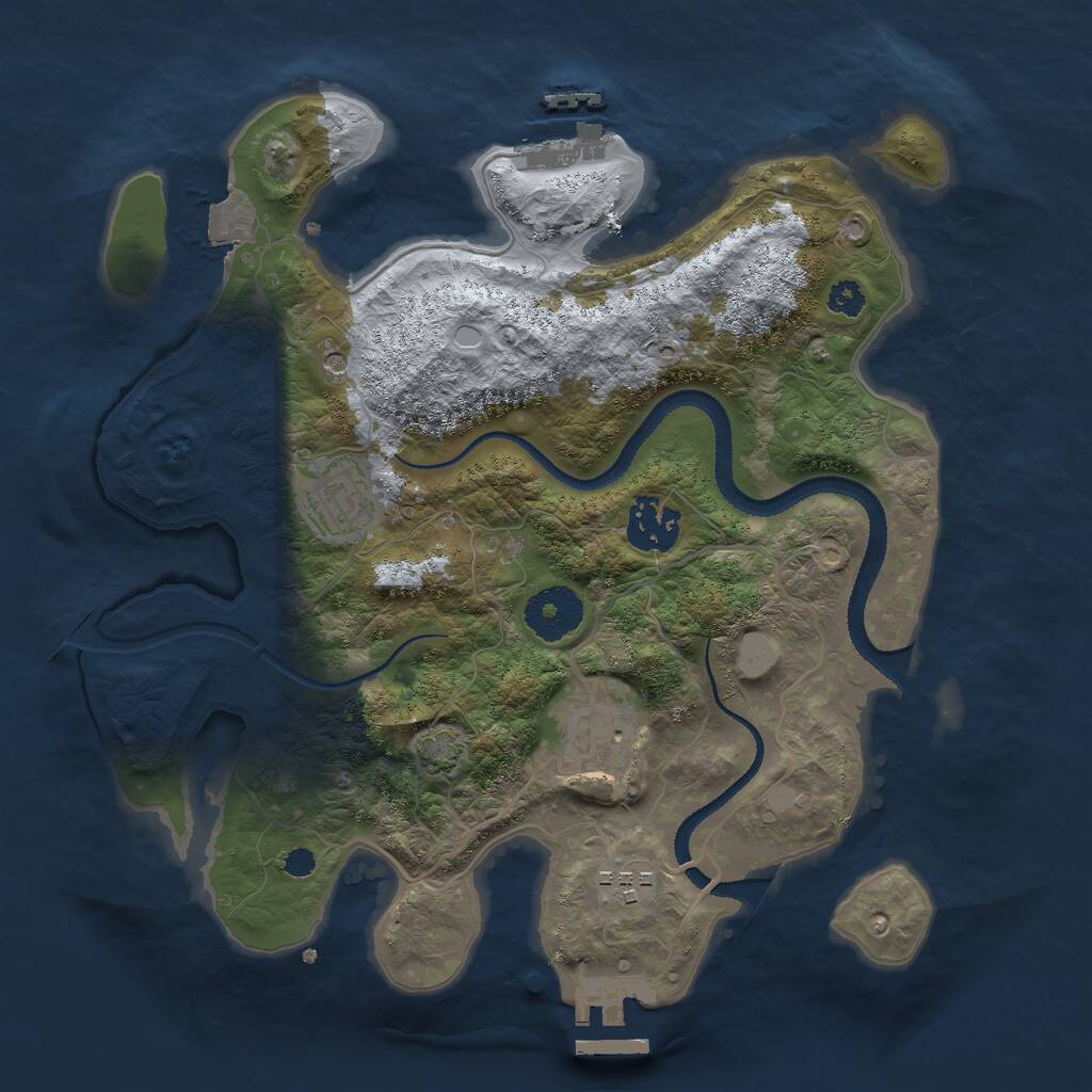 Rust Map: Procedural Map, Size: 3000, Seed: 1107544895, 9 Monuments