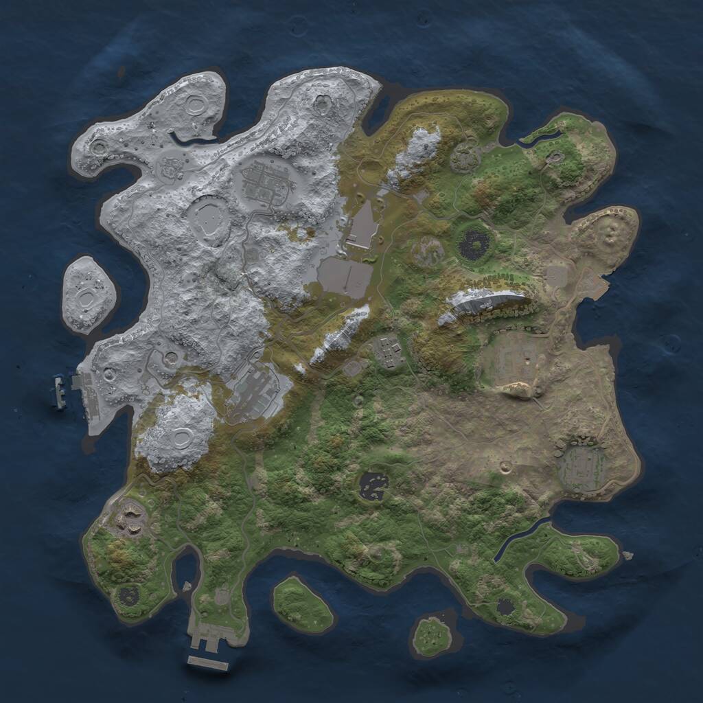 Rust Map: Procedural Map, Size: 3500, Seed: 1943628219, 14 Monuments