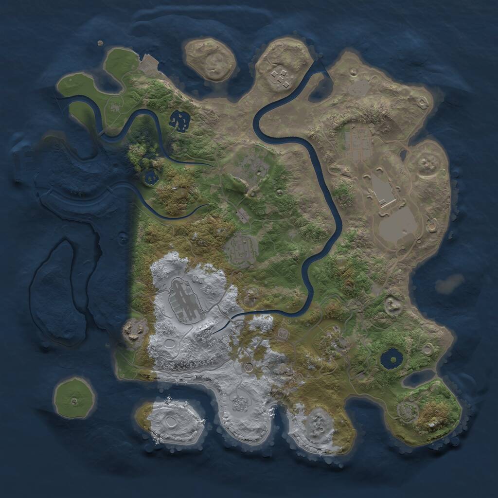 Rust Map: Procedural Map, Size: 3500, Seed: 1743993062, 14 Monuments