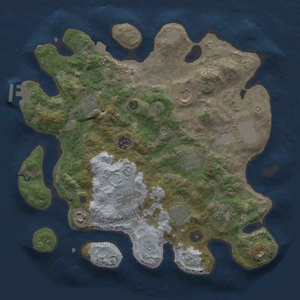 Rust Map: Procedural Map, Size: 3500, Seed: 1743993062, 16 Monuments