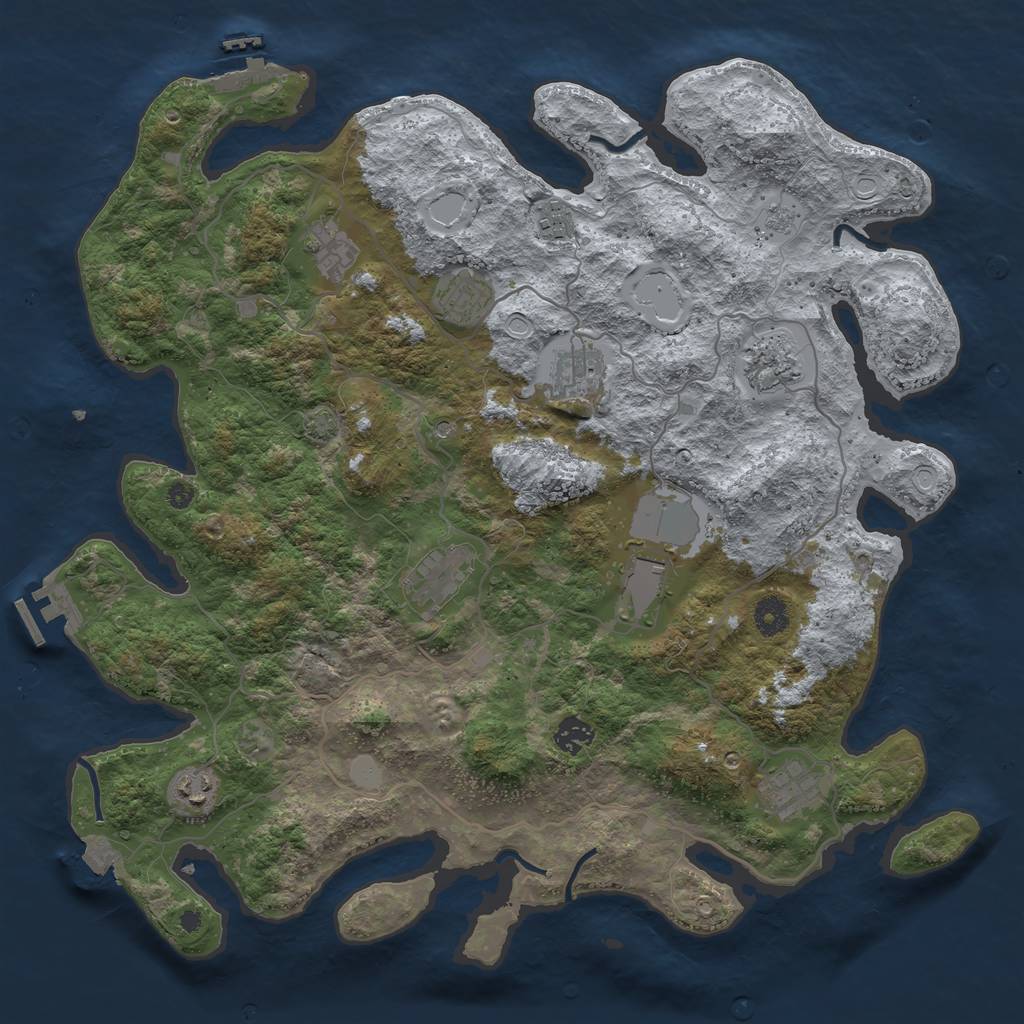 Rust Map: Procedural Map, Size: 4100, Seed: 30470014, 18 Monuments