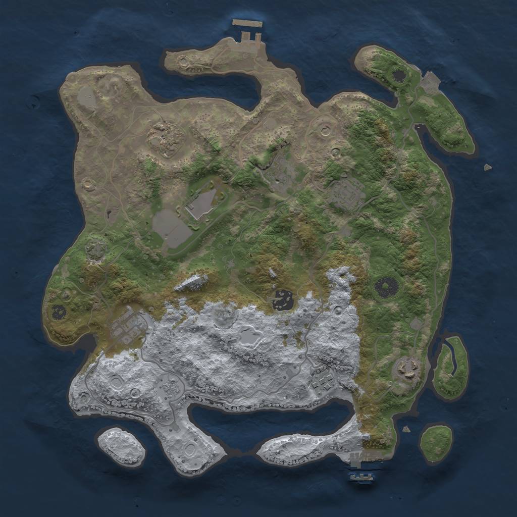 Rust Map: Procedural Map, Size: 3500, Seed: 75196512, 16 Monuments