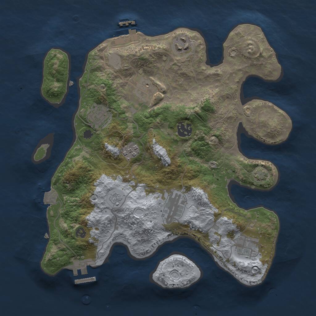 Rust Map: Procedural Map, Size: 3000, Seed: 1160537438, 12 Monuments