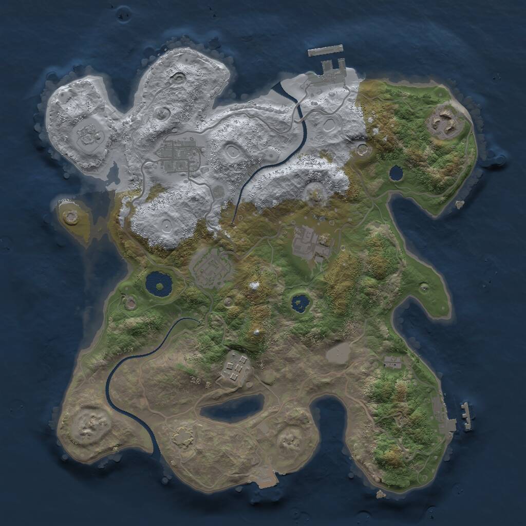 Rust Map: Procedural Map, Size: 3000, Seed: 9162758, 11 Monuments