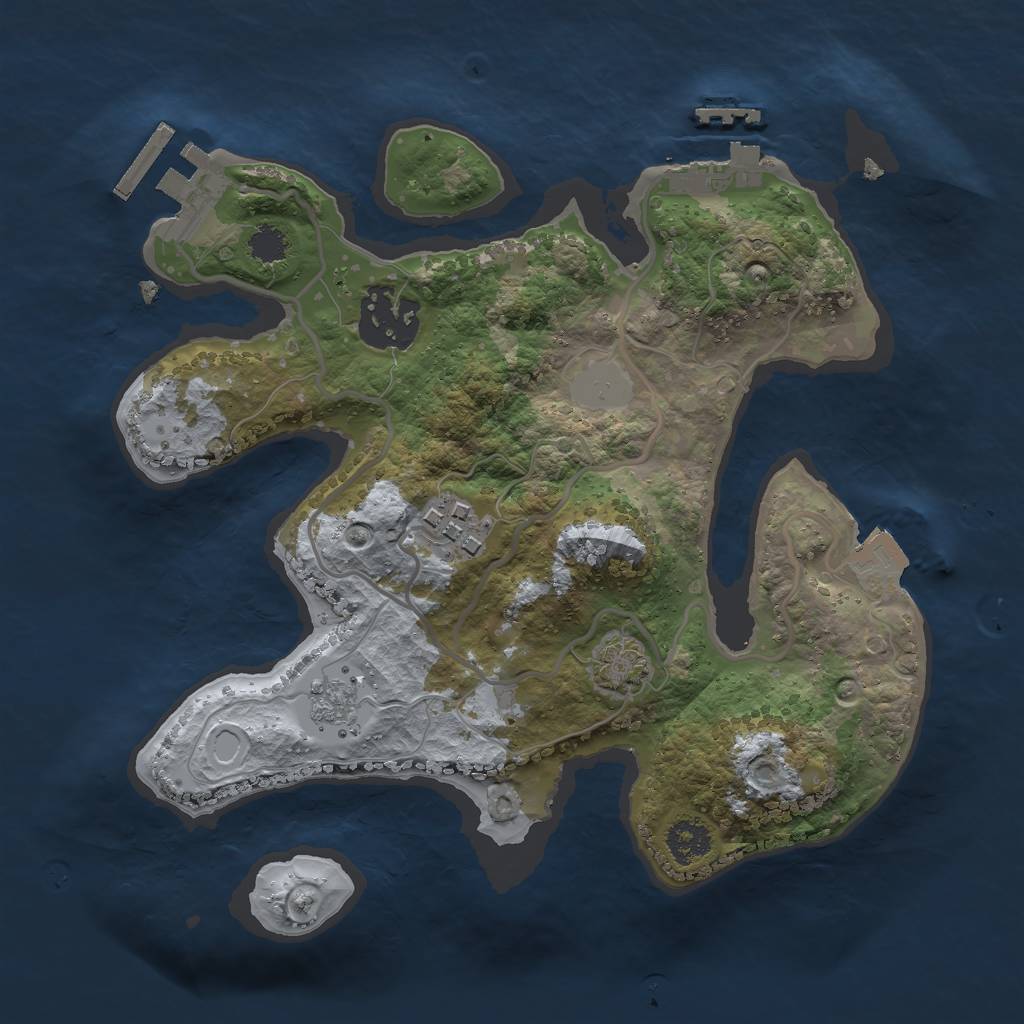 Rust Map: Procedural Map, Size: 2400, Seed: 393042099, 9 Monuments