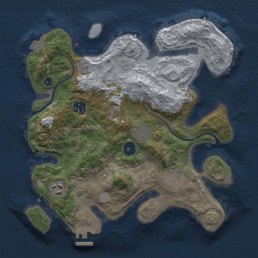 Rust Map: Procedural Map, Size: 3000, Seed: 58745936, 9 Monuments