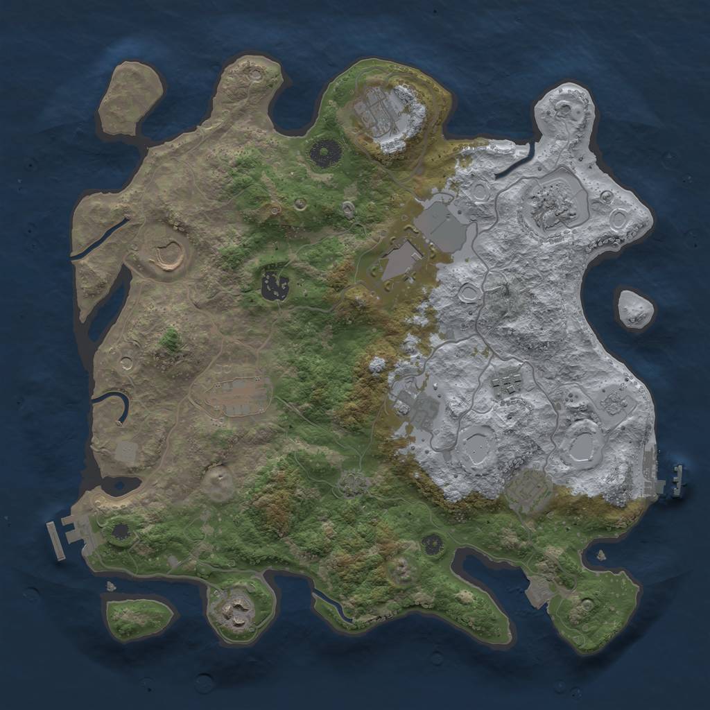 Rust Map: Procedural Map, Size: 3600, Seed: 88056056, 18 Monuments