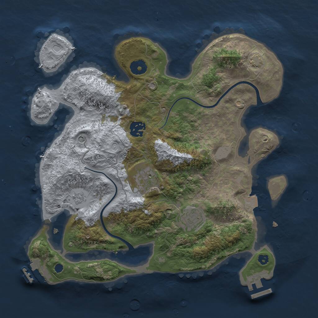 Rust Map: Procedural Map, Size: 3000, Seed: 795536310, 9 Monuments