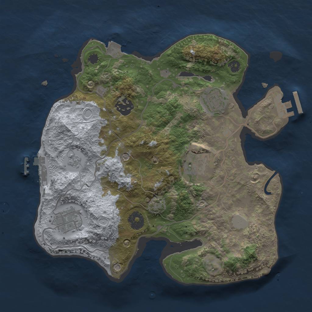 Rust Map: Procedural Map, Size: 2750, Seed: 1266670631, 12 Monuments
