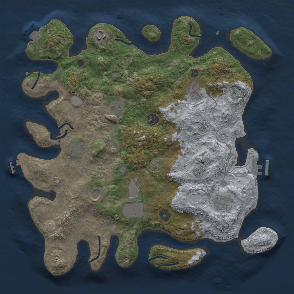 Rust Map: Procedural Map, Size: 3750, Seed: 1414692355, 17 Monuments
