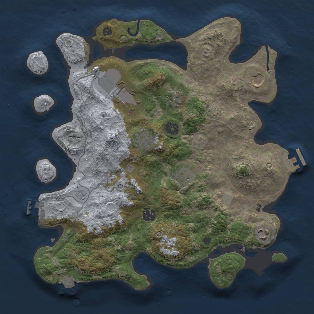 Rust Map: Procedural Map, Size: 3500, Seed: 394838783, 15 Monuments