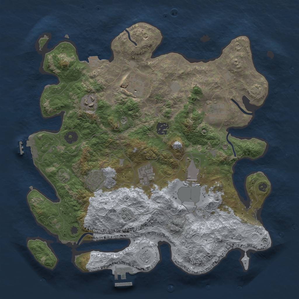 Rust Map: Procedural Map, Size: 3500, Seed: 1855136699, 16 Monuments