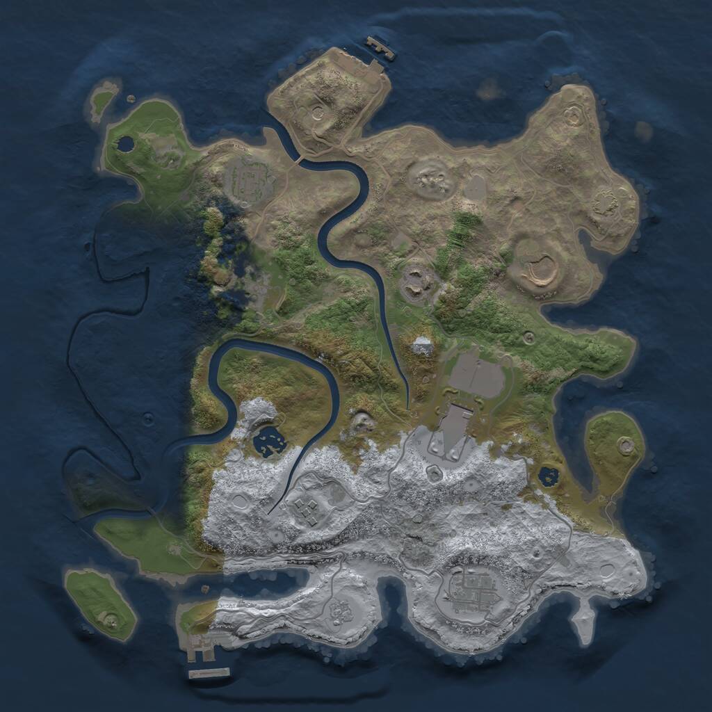 Rust Map: Procedural Map, Size: 3500, Seed: 1855136699, 14 Monuments