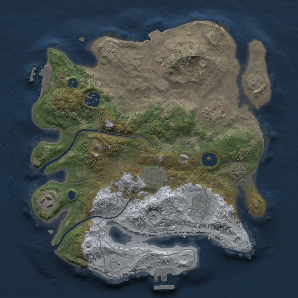 Rust Map: Procedural Map, Size: 3000, Seed: 768907260, 12 Monuments