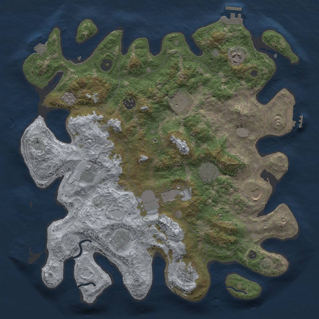 Rust Map: Procedural Map, Size: 4000, Seed: 405969874, 18 Monuments