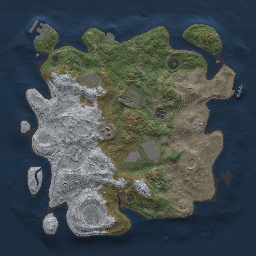 Rust Map: Procedural Map, Size: 3500, Seed: 1760048288, 17 Monuments