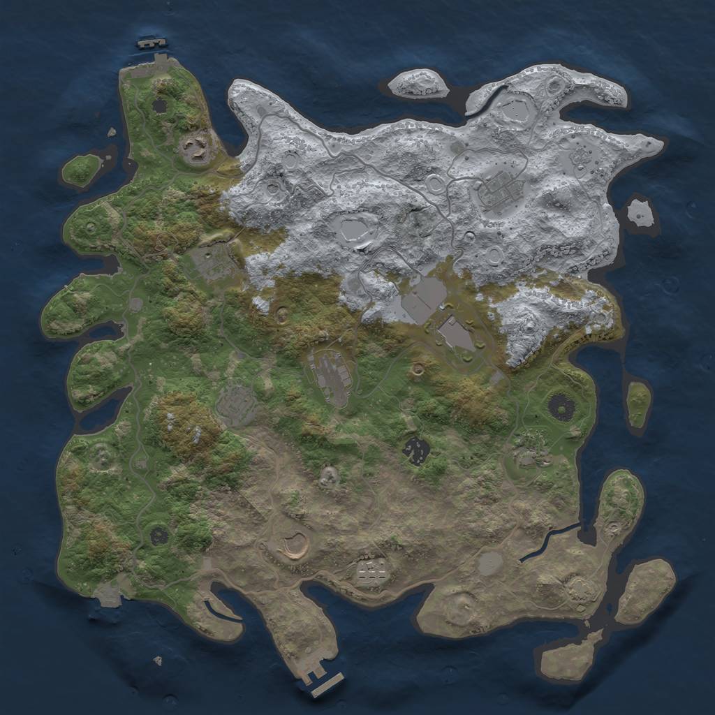 Rust Map: Procedural Map, Size: 4000, Seed: 21596, 18 Monuments