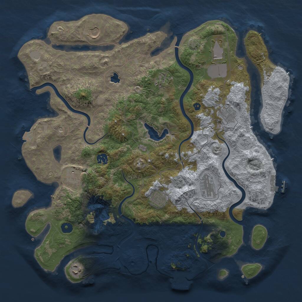 Rust Map: Procedural Map, Size: 4050, Seed: 434037703, 16 Monuments