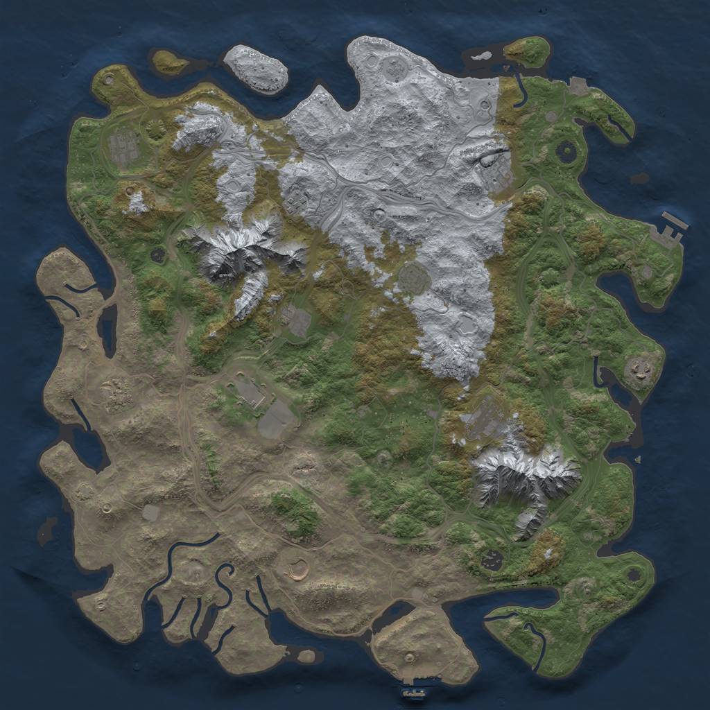 Rust Map: Procedural Map, Size: 5000, Seed: 240693, 19 Monuments