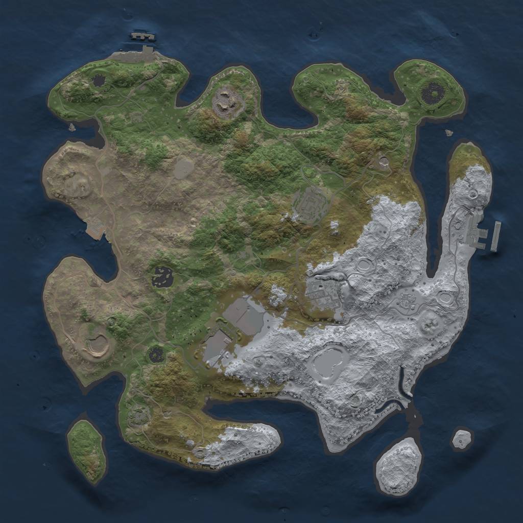 Rust Map: Procedural Map, Size: 3500, Seed: 114926346, 14 Monuments