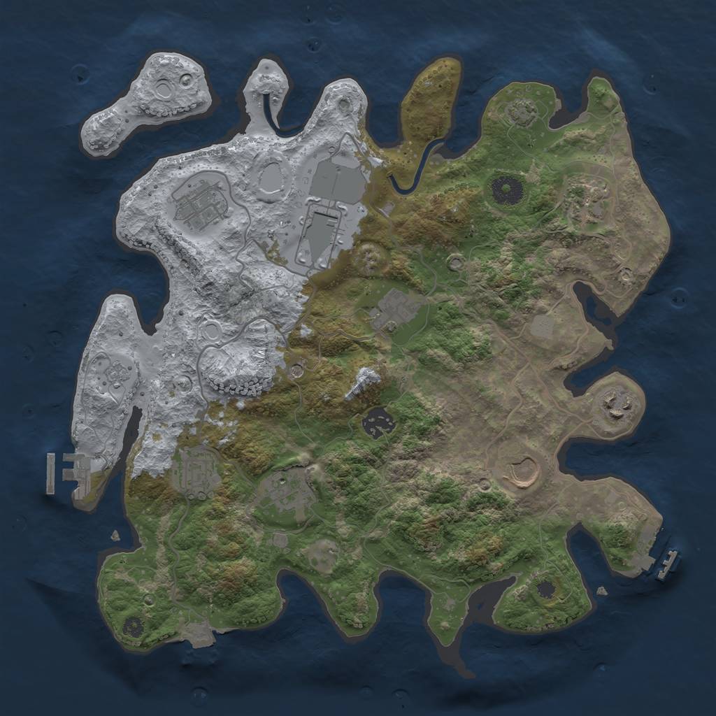 Rust Map: Procedural Map, Size: 3500, Seed: 213991253, 17 Monuments