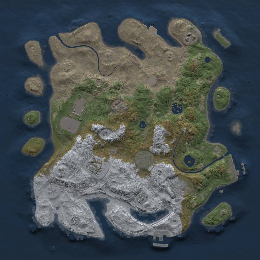 Rust Map: Procedural Map, Size: 3500, Seed: 987091920, 13 Monuments