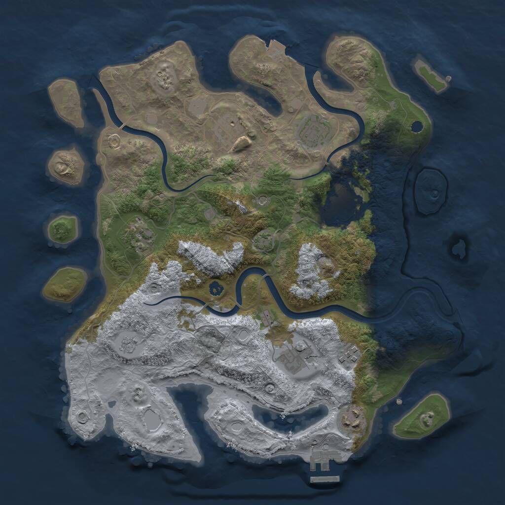 Rust Map: Procedural Map, Size: 3500, Seed: 987091920, 12 Monuments