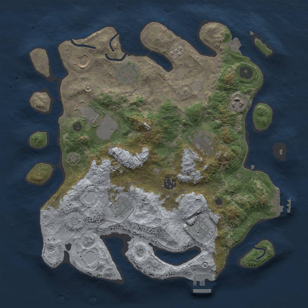 Rust Map: Procedural Map, Size: 3500, Seed: 987091920, 17 Monuments