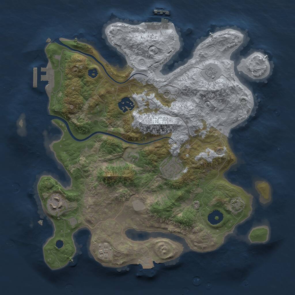 Rust Map: Procedural Map, Size: 3000, Seed: 9971273, 10 Monuments