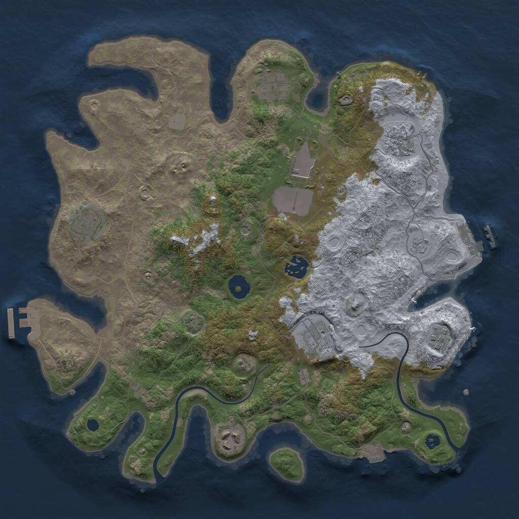 Rust Map: Procedural Map, Size: 3500, Seed: 1449618989, 14 Monuments