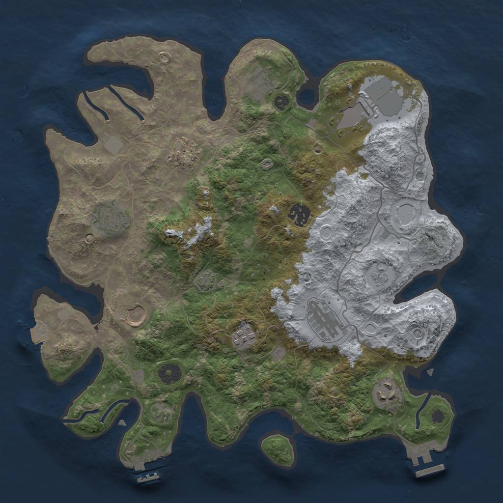 Rust Map: Procedural Map, Size: 3500, Seed: 1449618989, 17 Monuments