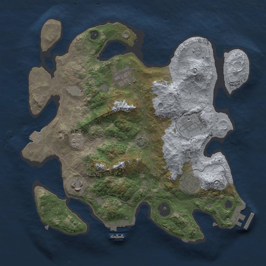 Rust Map: Procedural Map, Size: 3000, Seed: 348879459, 12 Monuments