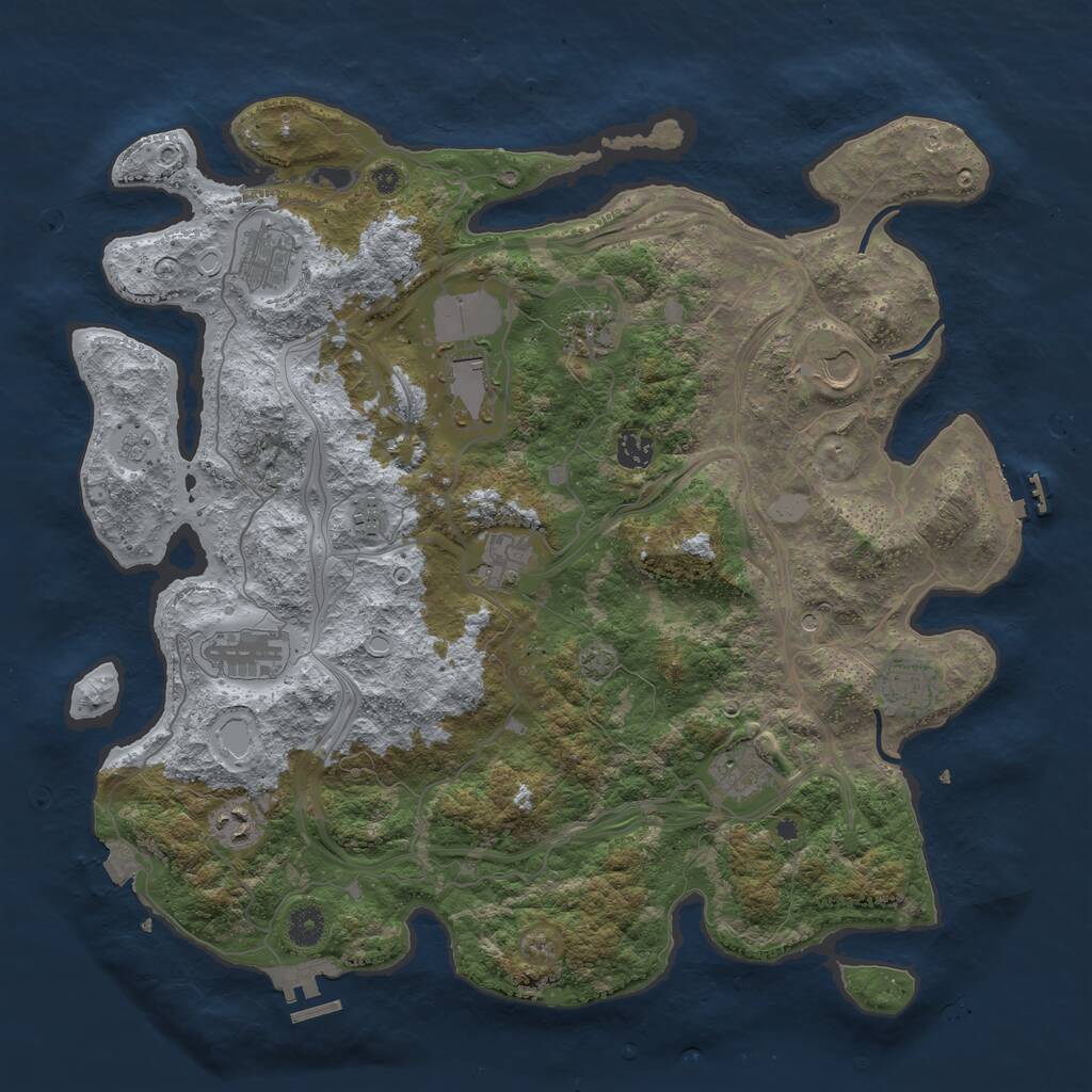 Rust Map: Procedural Map, Size: 4250, Seed: 933727006, 17 Monuments