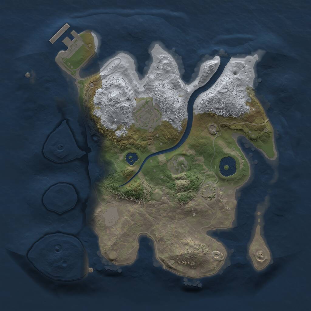 Rust Map: Procedural Map, Size: 2500, Seed: 329598934, 4 Monuments