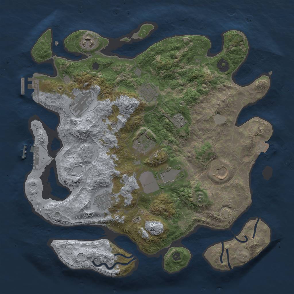 Rust Map: Procedural Map, Size: 3500, Seed: 269009, 16 Monuments