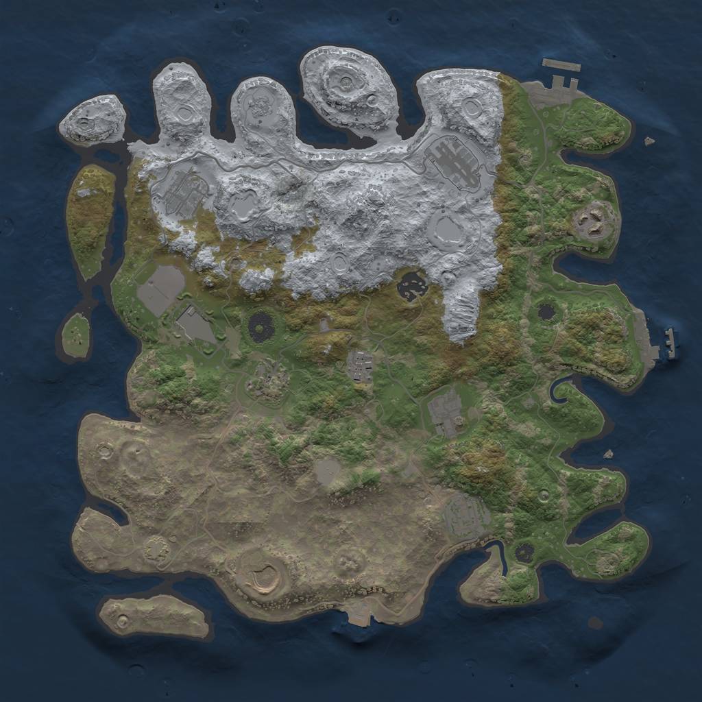 Rust Map: Procedural Map, Size: 3700, Seed: 841546232, 18 Monuments