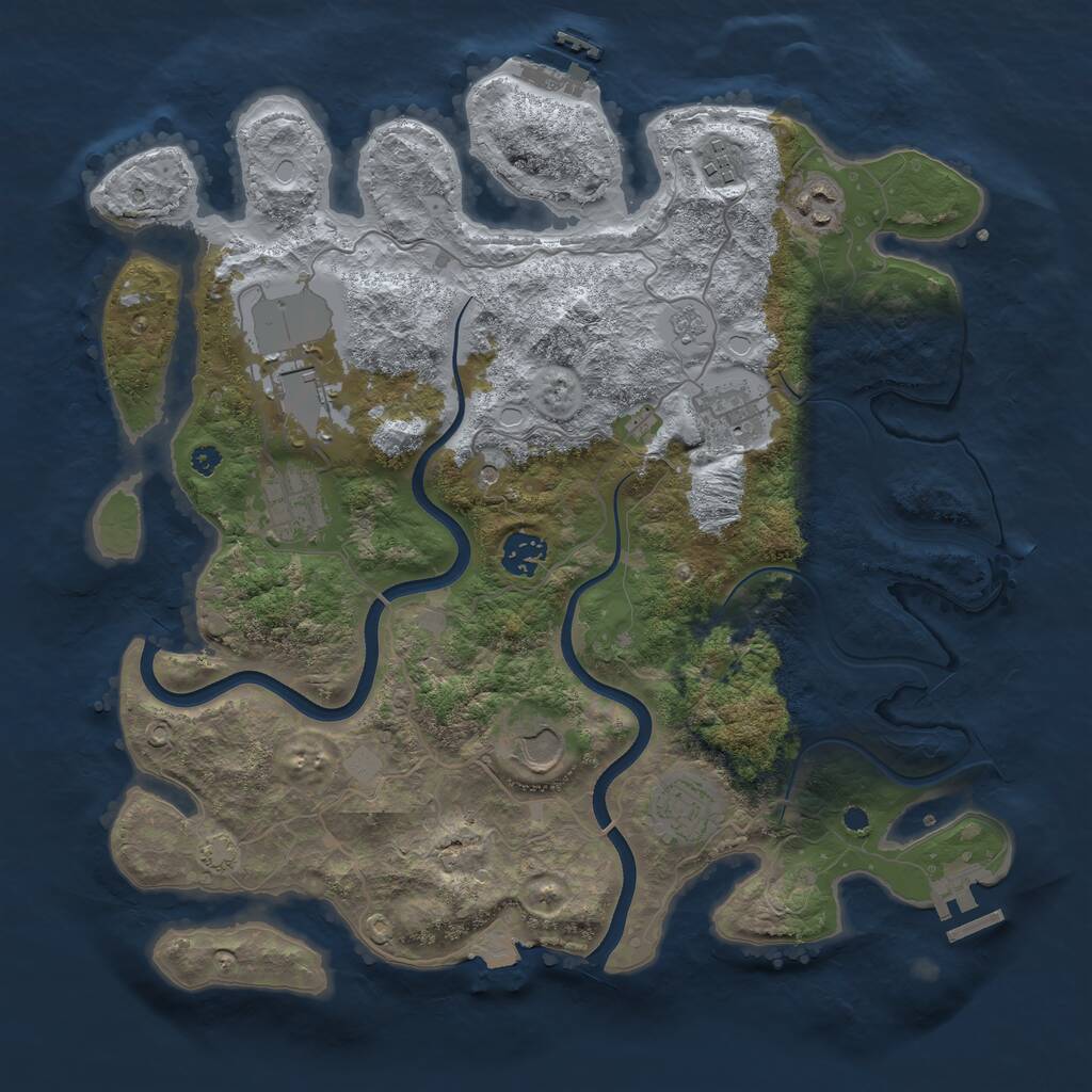 Rust Map: Procedural Map, Size: 3700, Seed: 841546232, 14 Monuments